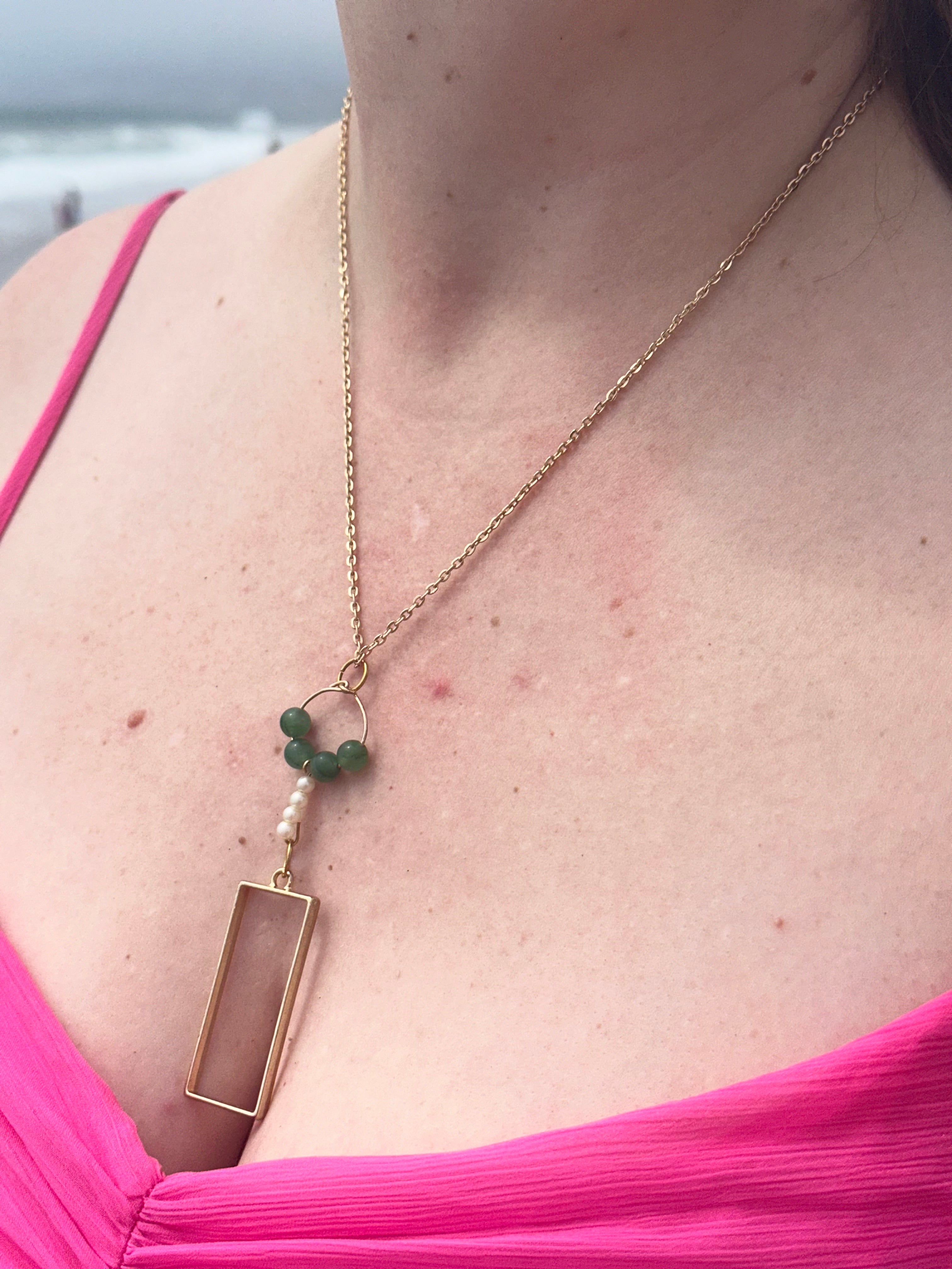 Aventurine with Pearl Necklace