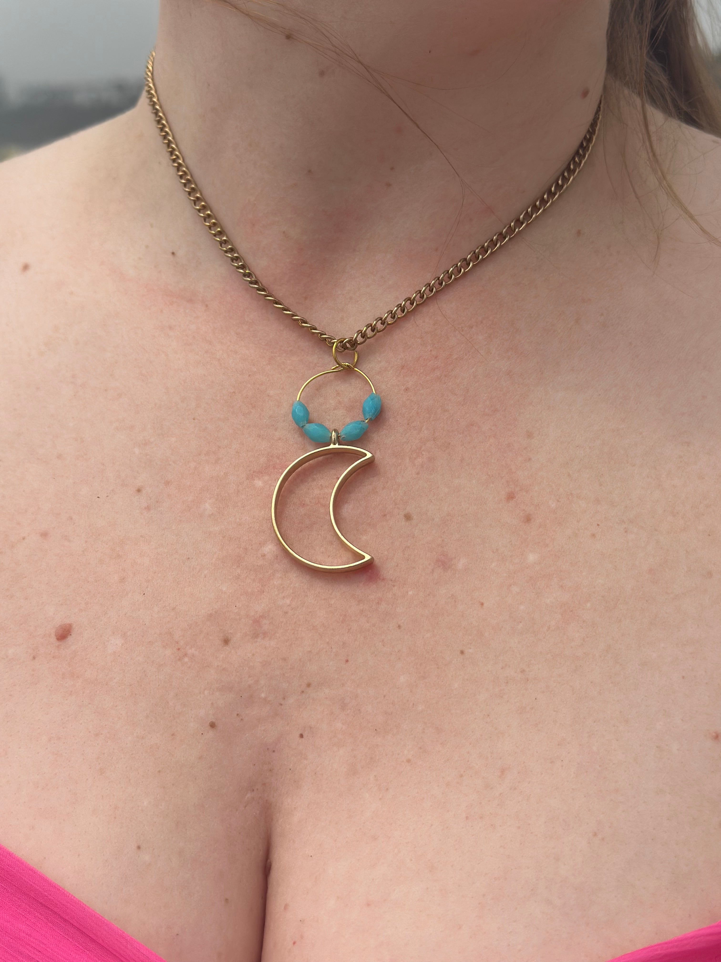 Turquoise Crescent Moon Necklace