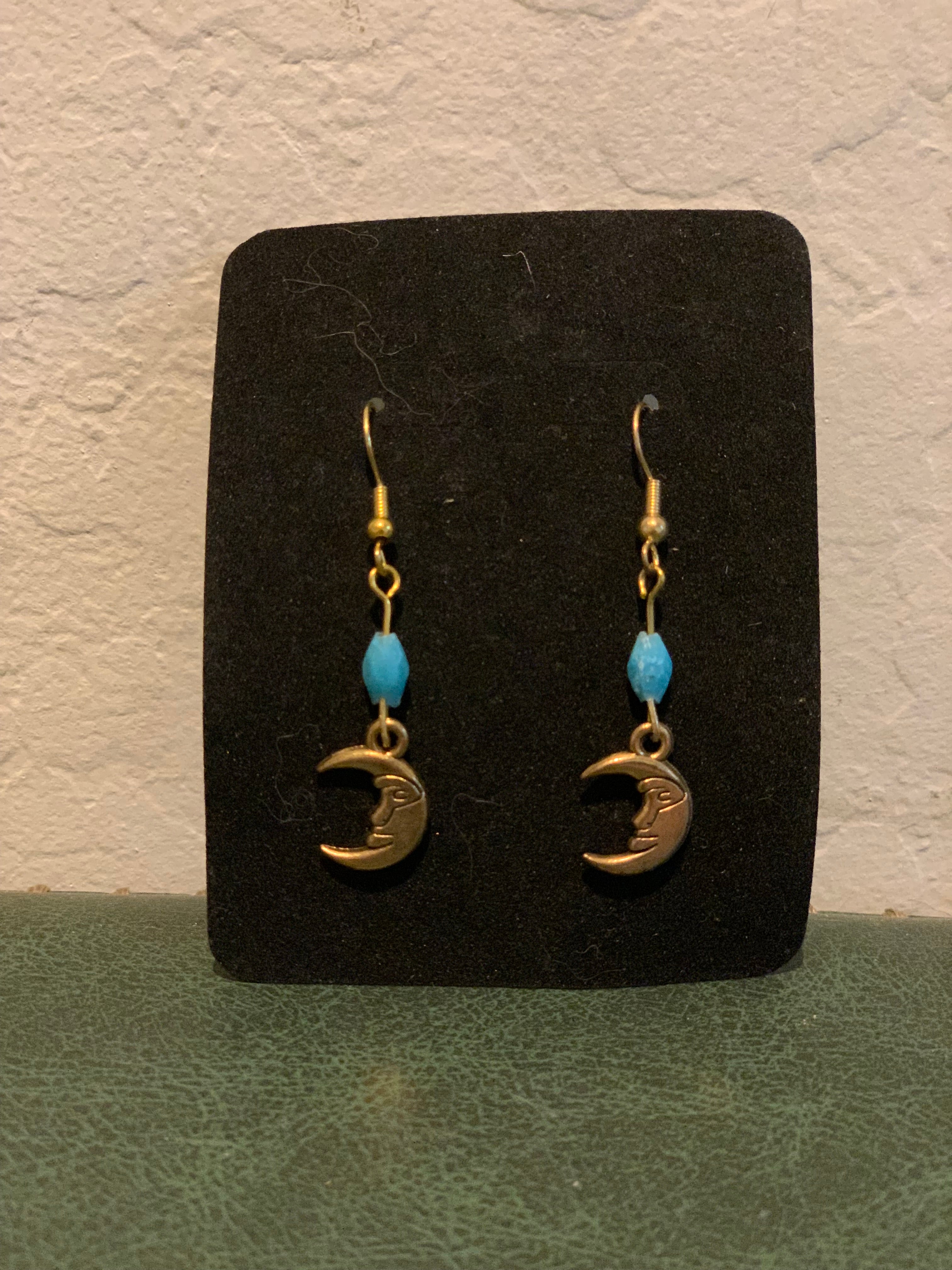 Turquoise Crescent Moon Earrings